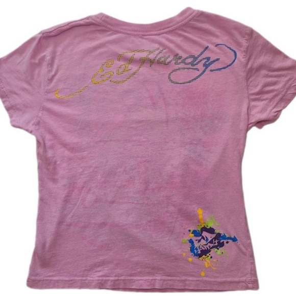 Kids Ed Hardy Size XL Pink with design on front and back - Picture 2 of 6